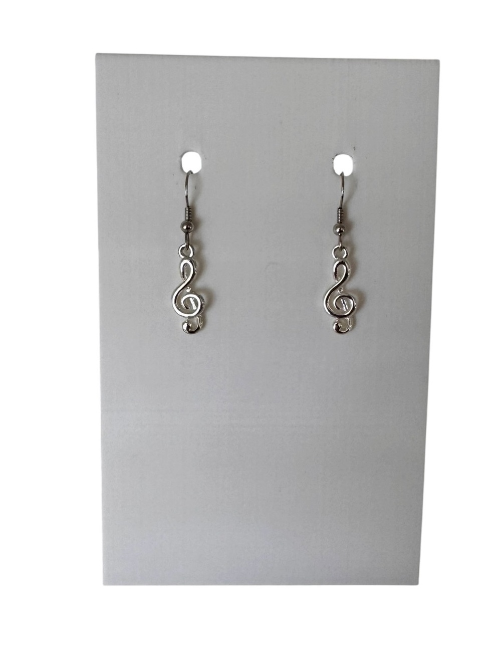 Silver Treble Clef Dangle Earrings Music Note Drop Earrings